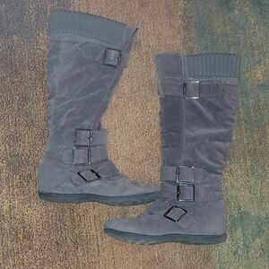 Sobeyo Women's Gray Buckle Knee High Boots Size 7.5